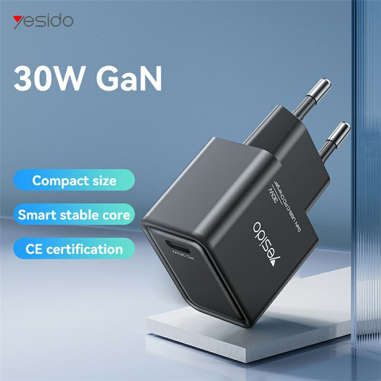 YESIDO YC63 GaN 30W Fast Charging Wall Charger Type-C Plug Travel Adapter (EU Plug)