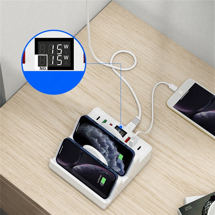 Multifunctional Charging Stand 6 USB + Dual PD + Dual QC3.0 + Dual Wireless Charger Charging Station for Cell Phones, Tablets - EU Plug