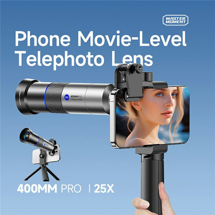 25X Telephoto Lens with Tripod 400mm Focal Length Multi Coated Optical Glass Phone Lens