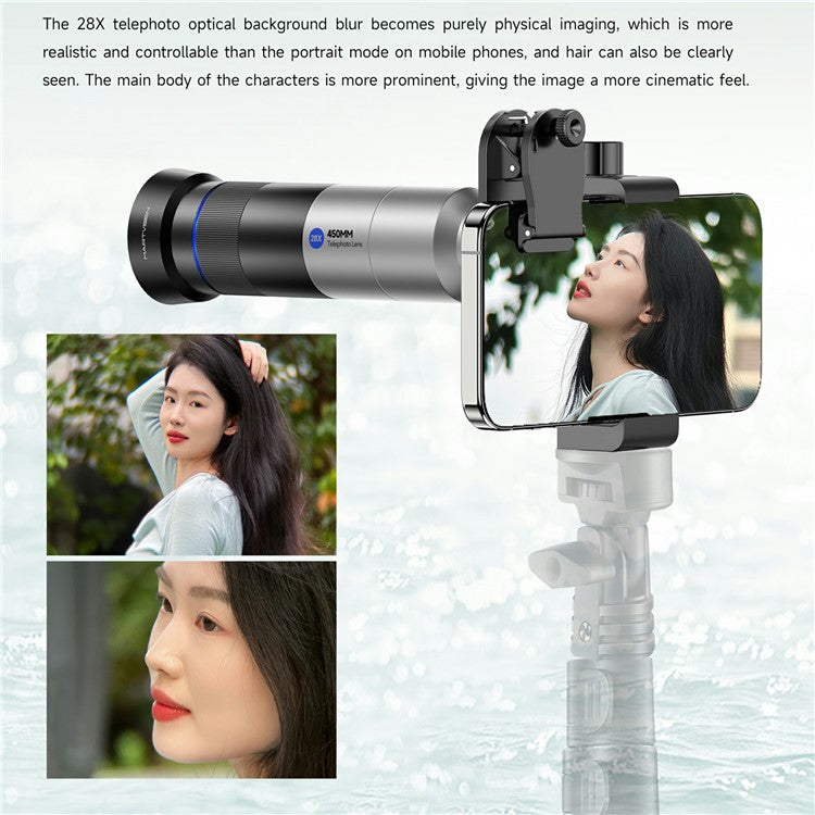 28X Telephoto Lens with Tripod 400mm Focal Length Multi Coated Optical Glass Phone Lens