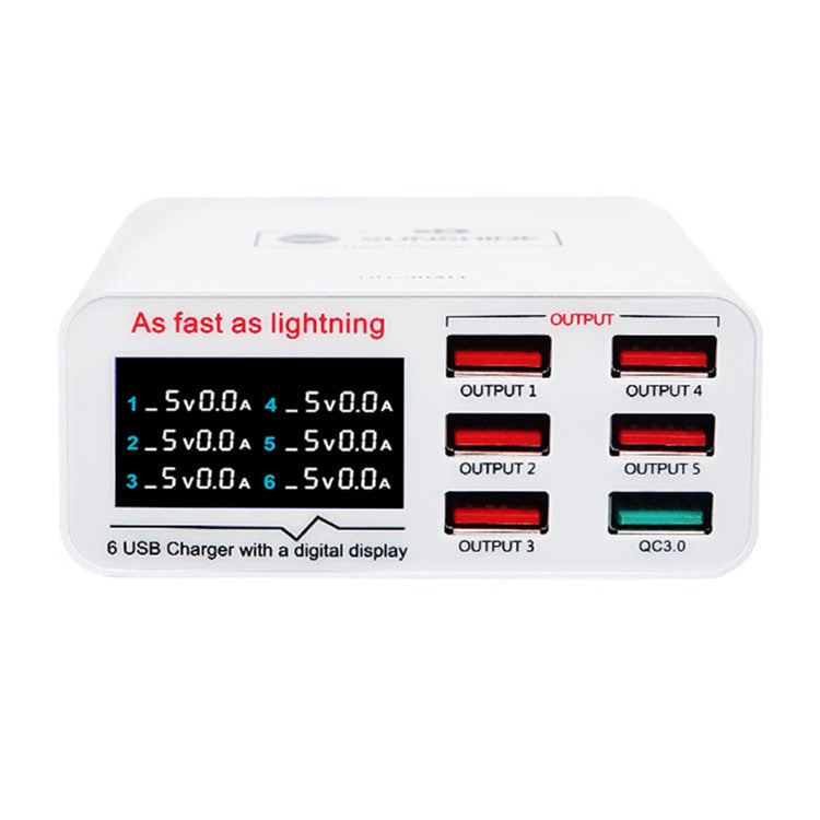 SUNSHINE SSS-304Q 6-Port LCD USB Charger Fast Charging Support Intelligence QC 3.0