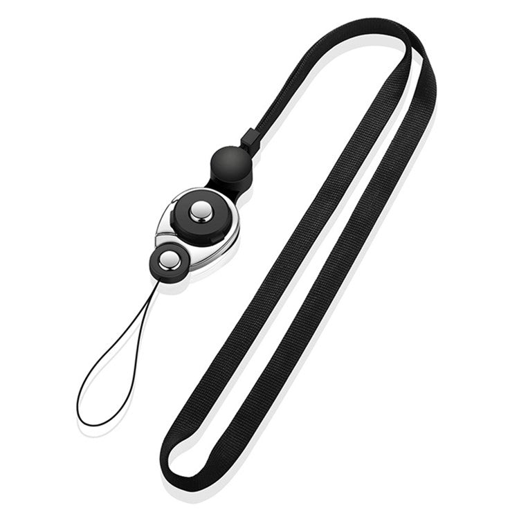 3-in-1 Detachable Lobster Clasp Cell Phone Lanyard Anti-lost Anti-drop Nylon Rope Neck Strap - Black