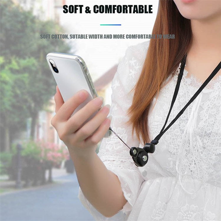 3-in-1 Detachable Lobster Clasp Cell Phone Lanyard Anti-lost Anti-drop Nylon Rope Neck Strap - Black