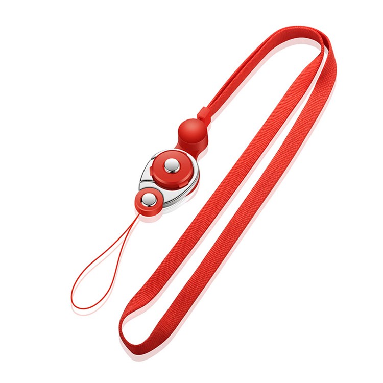 3-in-1 Detachable Lobster Clasp Cell Phone Lanyard Anti-lost Anti-drop Nylon Rope Neck Strap - Red