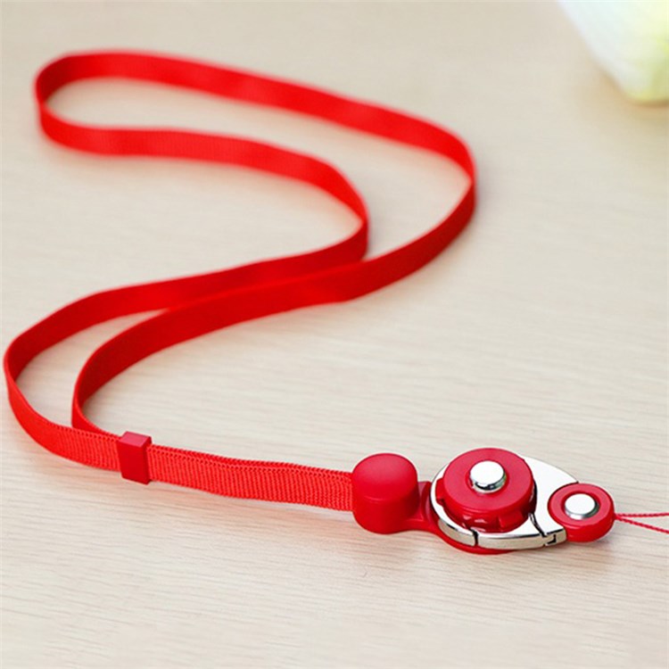 3-in-1 Detachable Lobster Clasp Cell Phone Lanyard Anti-lost Anti-drop Nylon Rope Neck Strap - Red