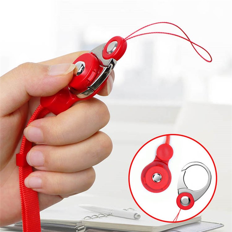 3-in-1 Detachable Lobster Clasp Cell Phone Lanyard Anti-lost Anti-drop Nylon Rope Neck Strap - Red