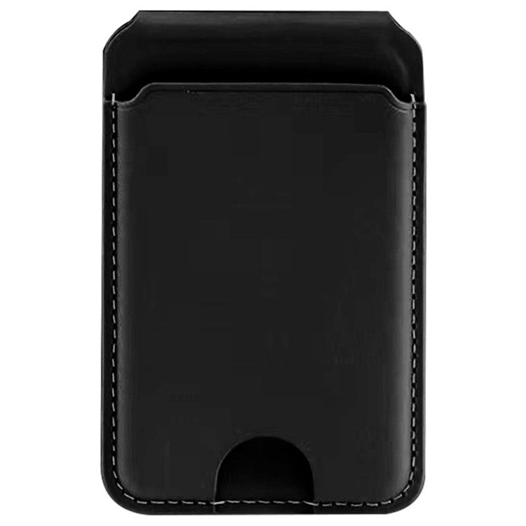 Phone Card Holder for iPhone 12-16 Series PU Leather Folding Kickstand Card Bag - Black