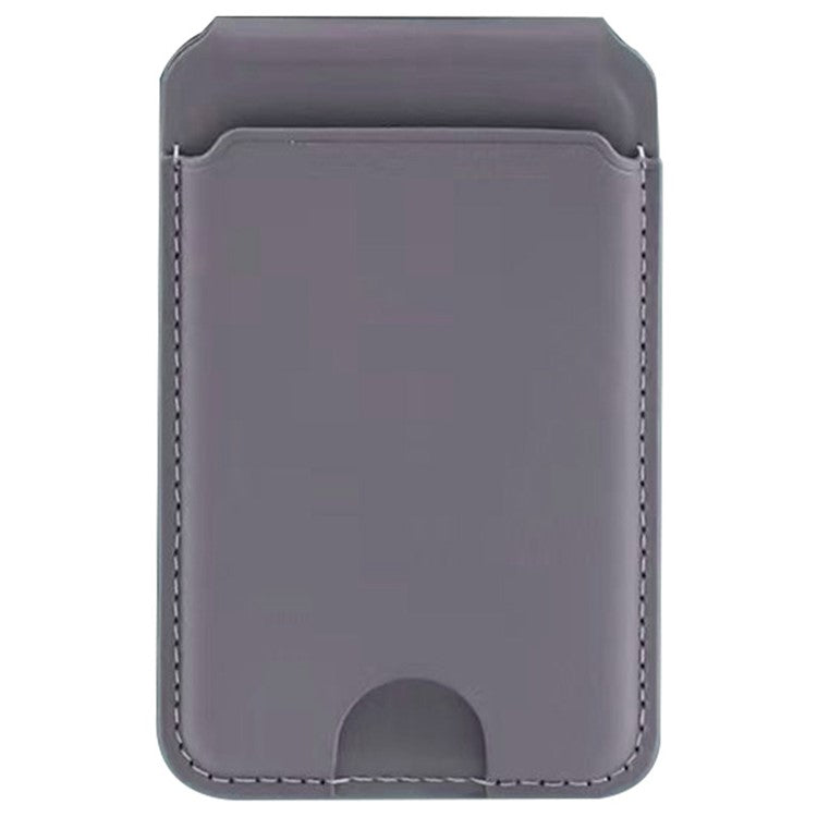 Phone Card Holder for iPhone 12-16 Series PU Leather Folding Kickstand Card Bag - Grey