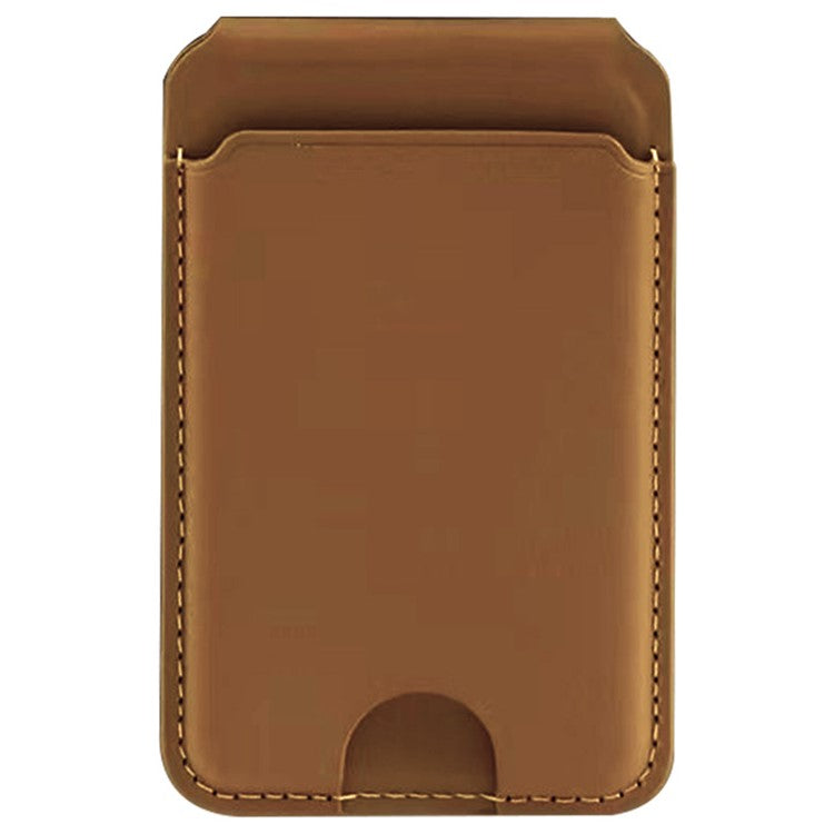 Phone Card Holder for iPhone 12-16 Series PU Leather Folding Kickstand Card Bag - Brown