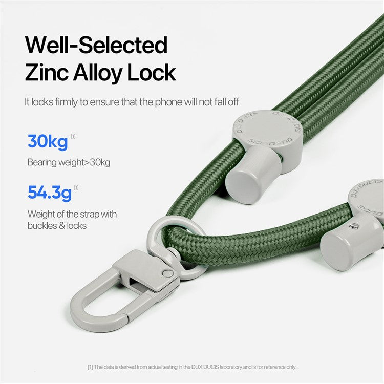 DUX DUCIS PLAZ Series 146cm Phone Lanyard Polyester Crossbody Strap Neck Rope with Tether Tab - Army Green