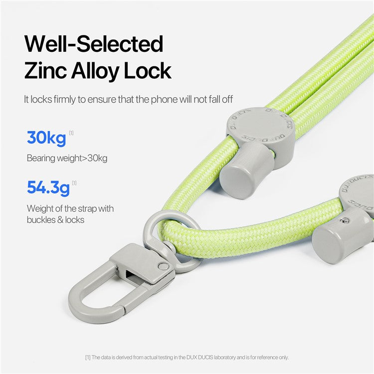 DUX DUCIS PLAZ Series 146cm Phone Lanyard Polyester Crossbody Strap Neck Rope with Tether Tab - Green Yellow