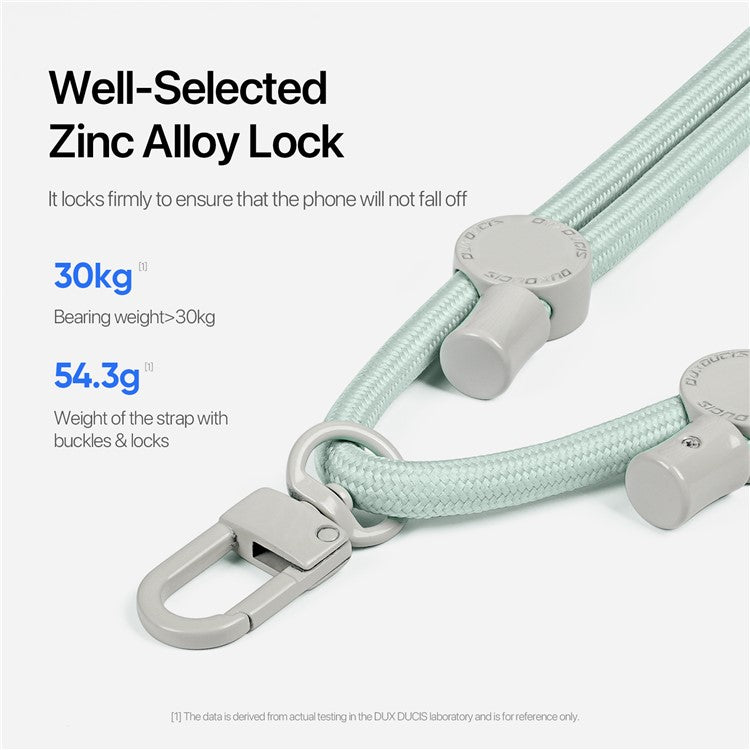 DUX DUCIS PLAZ Series 146cm Phone Lanyard Polyester Crossbody Strap Neck Rope with Tether Tab - Light Green