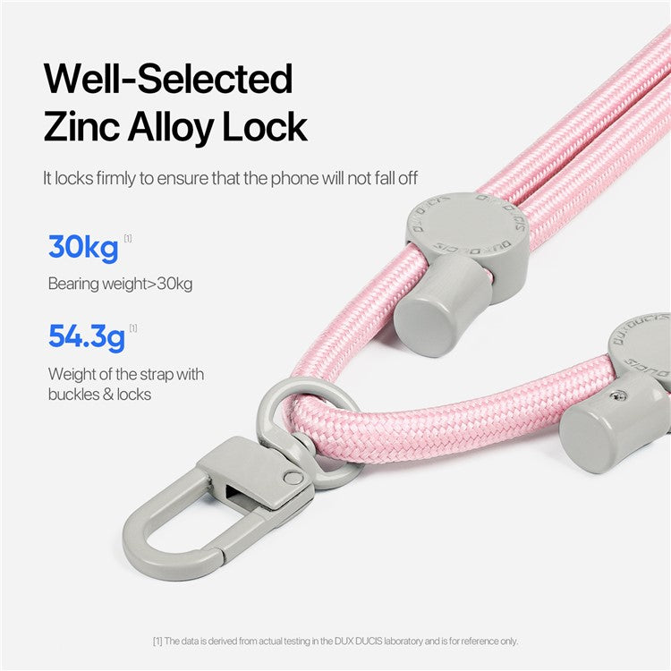 DUX DUCIS PLAZ Series 146cm Phone Lanyard Polyester Crossbody Strap Neck Rope with Tether Tab - Light Pink