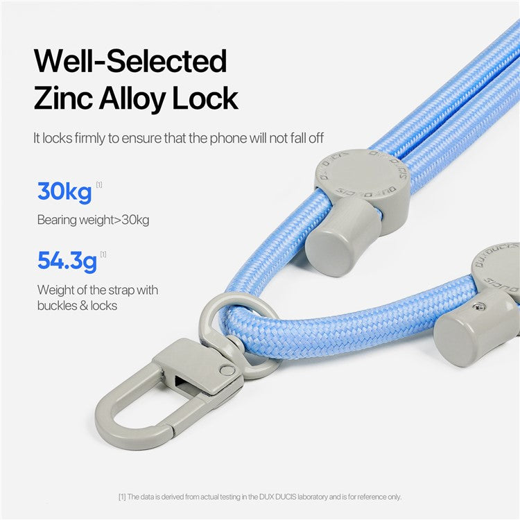 DUX DUCIS PLAZ Series 146cm Phone Lanyard Polyester Crossbody Strap Neck Rope with Tether Tab - Sky Blue