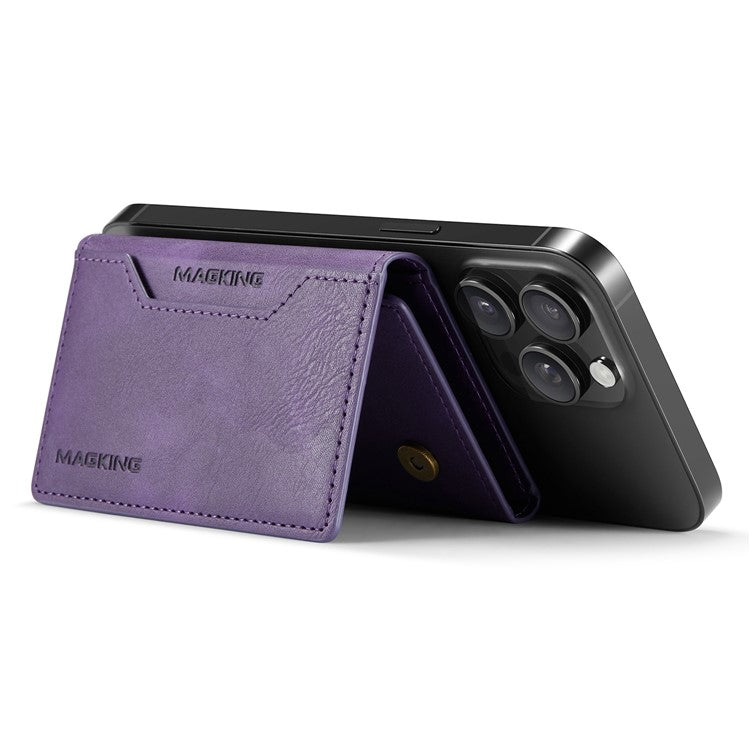 MAGKING K2 Kickstand Magnetic Card Holder Compatible with MagSafe RFID Blocking Cell Phone Wallet - Purple