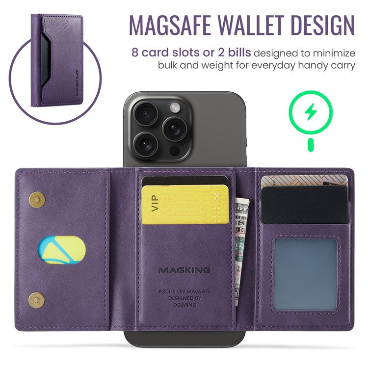 MAGKING K2 Kickstand Magnetic Card Holder Compatible with MagSafe RFID Blocking Cell Phone Wallet - Purple