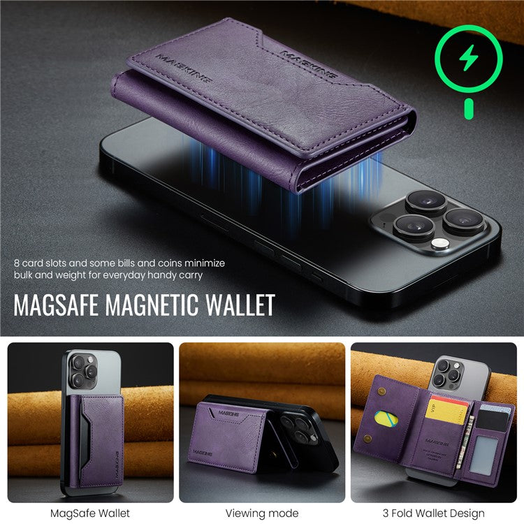 MAGKING K2 Kickstand Magnetic Card Holder Compatible with MagSafe RFID Blocking Cell Phone Wallet - Purple