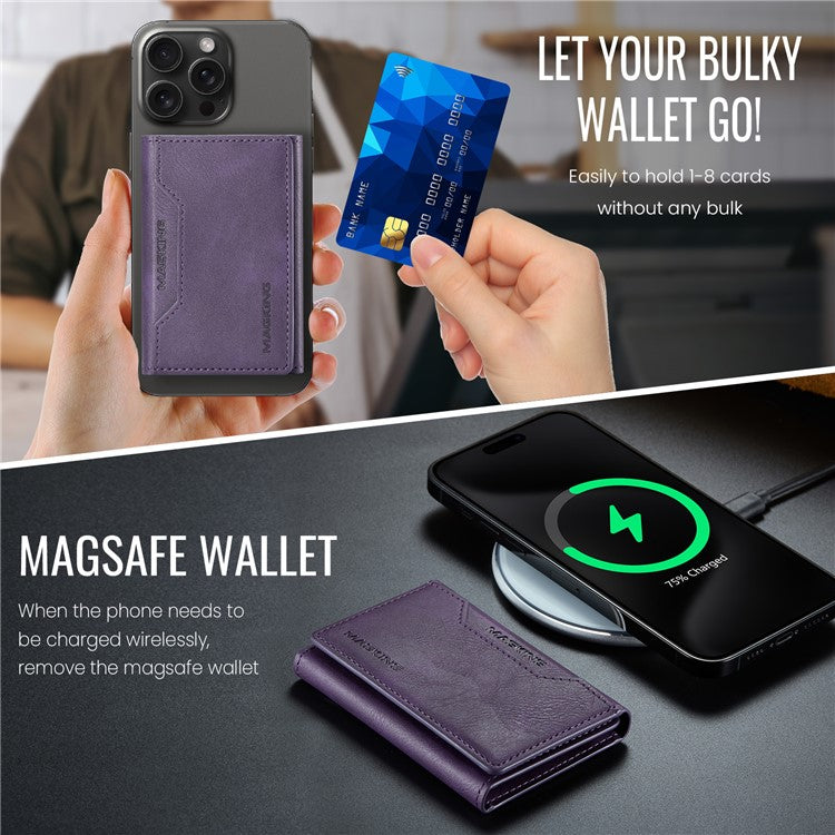 MAGKING K2 Kickstand Magnetic Card Holder Compatible with MagSafe RFID Blocking Cell Phone Wallet - Purple