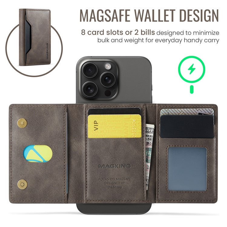 MAGKING K2 Kickstand Magnetic Card Holder Compatible with MagSafe RFID Blocking Cell Phone Wallet - Coffee