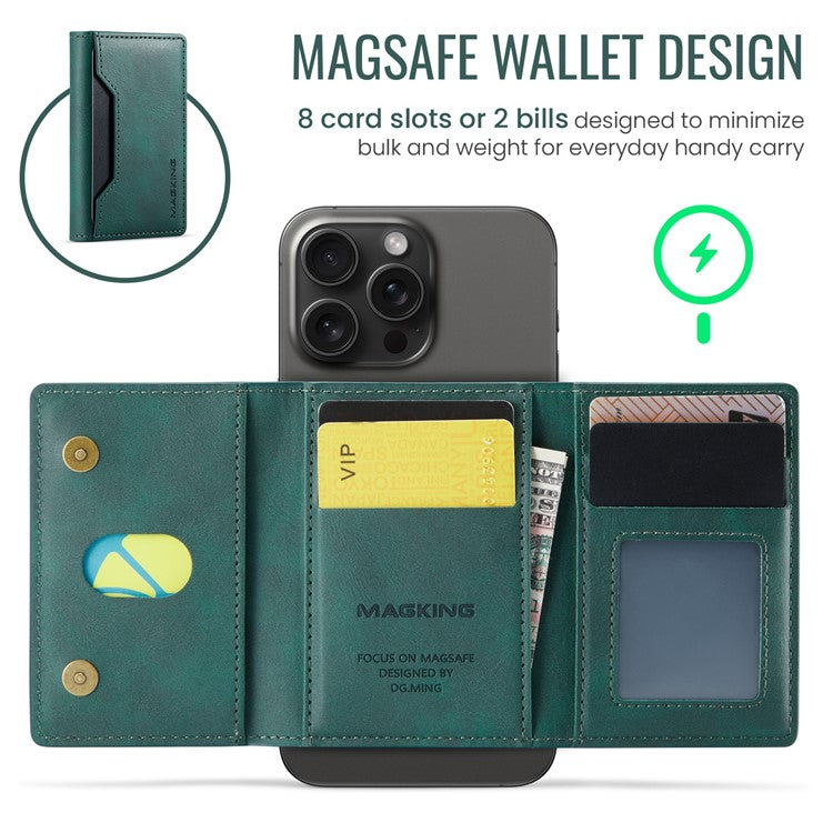 MAGKING K2 Kickstand Magnetic Card Holder Compatible with MagSafe RFID Blocking Cell Phone Wallet - Green