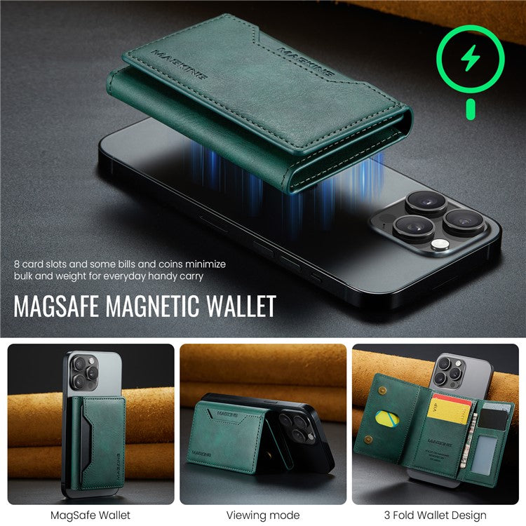 MAGKING K2 Kickstand Magnetic Card Holder Compatible with MagSafe RFID Blocking Cell Phone Wallet - Green