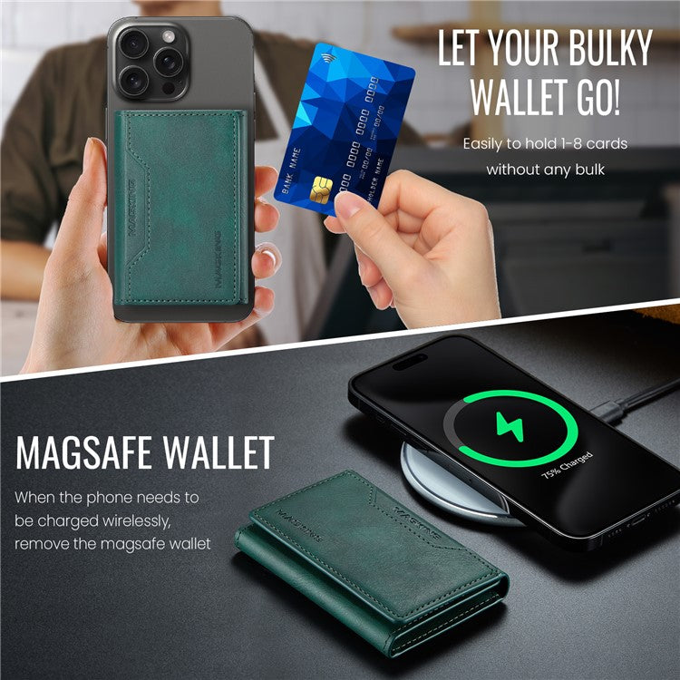 MAGKING K2 Kickstand Magnetic Card Holder Compatible with MagSafe RFID Blocking Cell Phone Wallet - Green