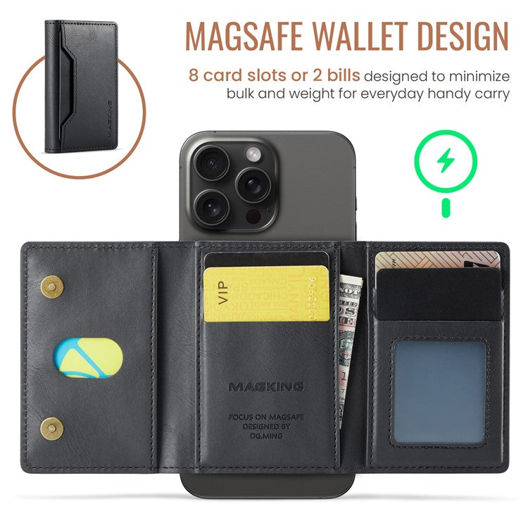 MAGKING K2 Kickstand Magnetic Card Holder Compatible with MagSafe RFID Blocking Cell Phone Wallet - Black