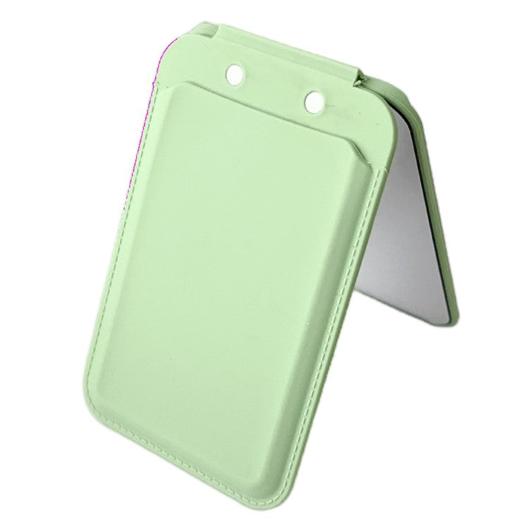 Magnetic Card Holder for iPhone 16 Series Mirror Design Kickstand Silicone Phone Card Bag - Matcha Green