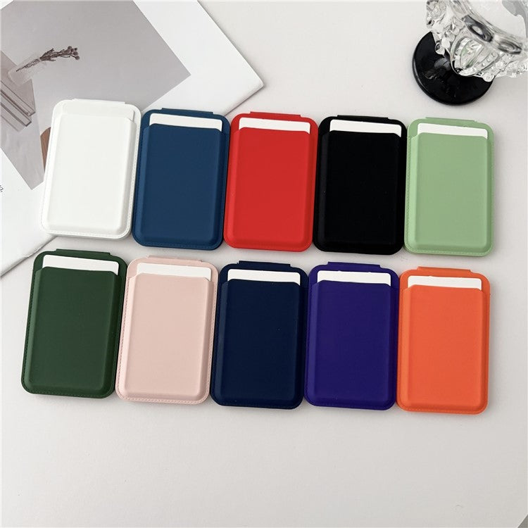 Magnetic Card Holder for iPhone 16 Series Mirror Design Kickstand Silicone Phone Card Bag - Matcha Green