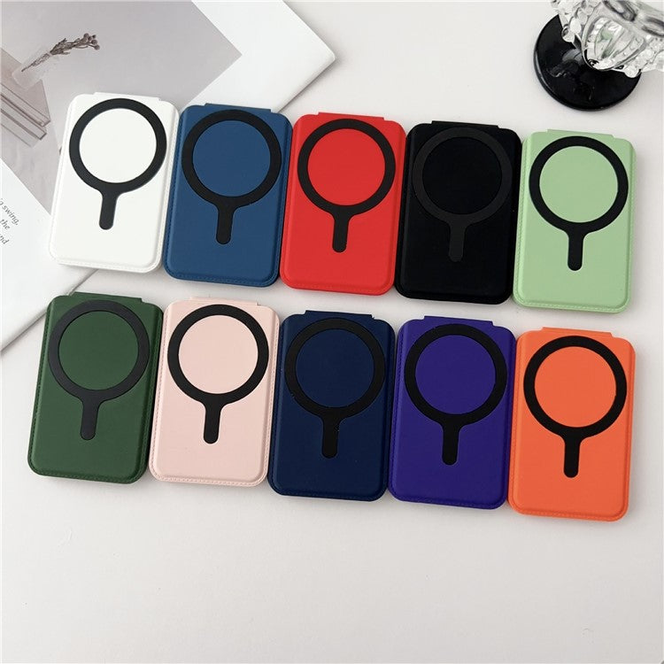 Magnetic Card Holder for iPhone 16 Series Mirror Design Kickstand Silicone Phone Card Bag - Matcha Green