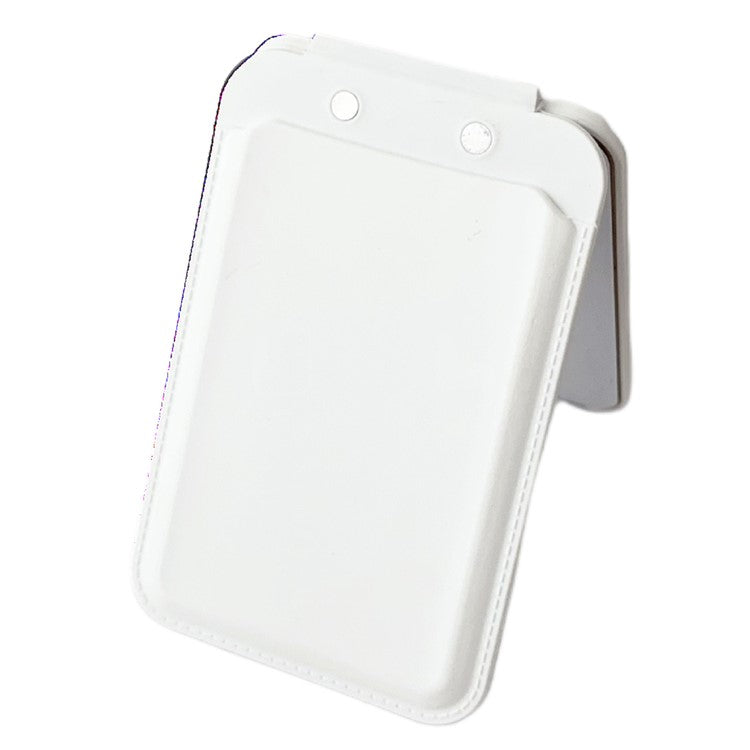 Magnetic Card Holder for iPhone 16 Series Mirror Design Kickstand Silicone Phone Card Bag - White