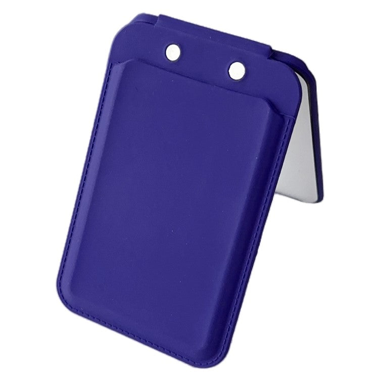 Magnetic Card Holder for iPhone 16 Series Mirror Design Kickstand Silicone Phone Card Bag - Dark Purple