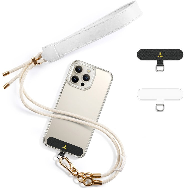 TORRAS Loopgo Leather Phone Lanyard Adjustable Crossbody Neck Strap Phone Lanyard with Tether Tab - White