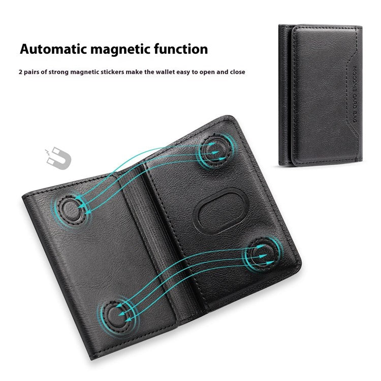 MOCOME Phone Card Holder RFID Blocking PU Leather Magnetic Card Bag Wallet - Black