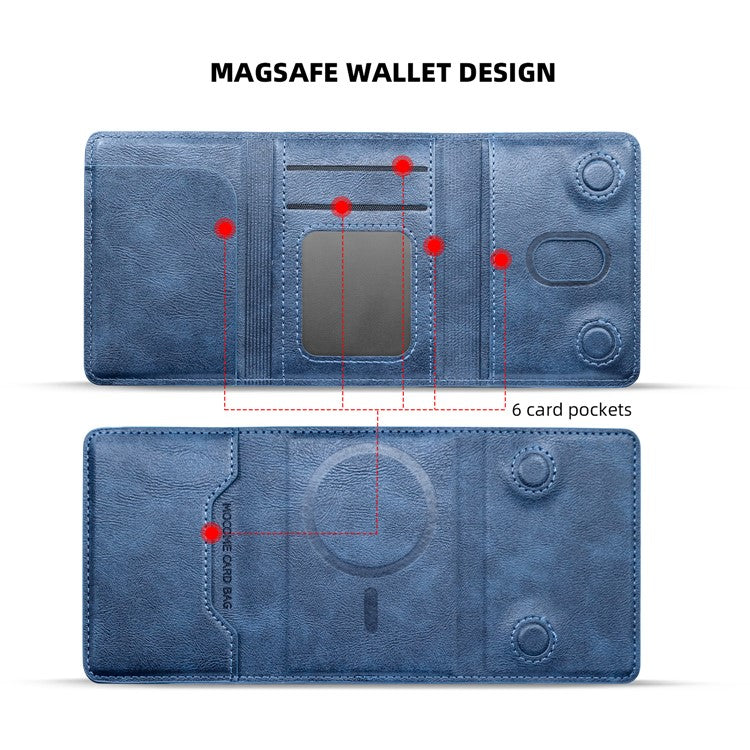 MOCOME Phone Card Holder RFID Blocking PU Leather Magnetic Card Bag Wallet - Sapphire