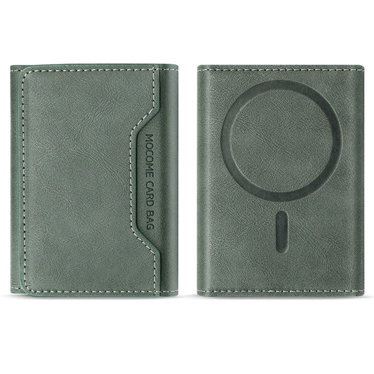 MOCOME Phone Card Holder RFID Blocking PU Leather Magnetic Card Bag Wallet - Blackish Green