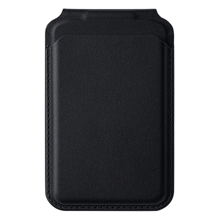 Bi-Fold Phone Card Bag PU Leather Magnetic Card Holder with Foldable Kickstand Function - Black