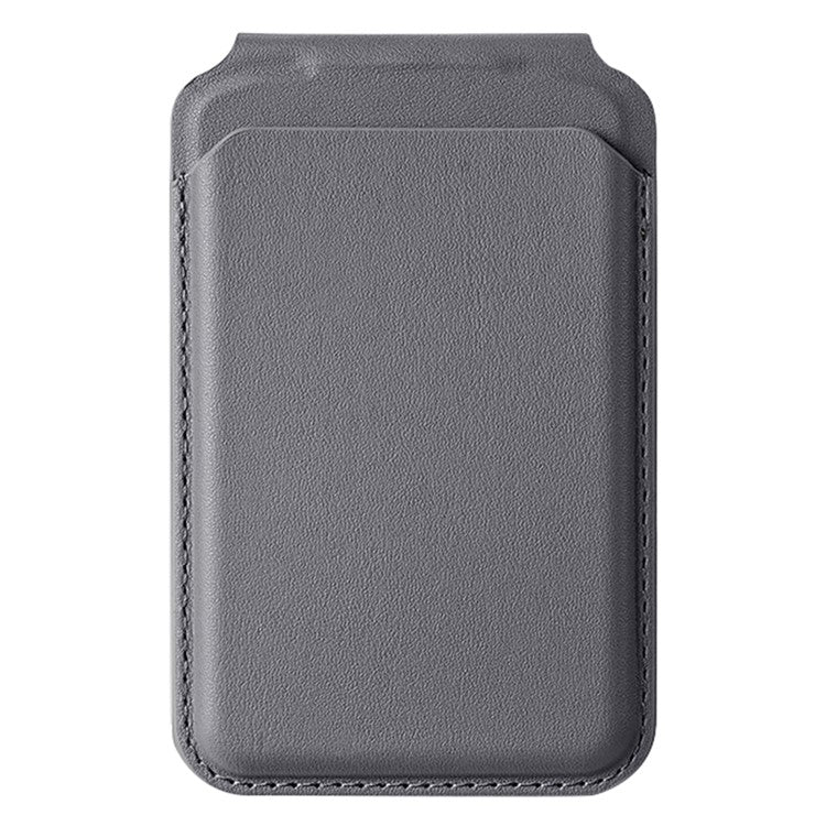 Bi-Fold Phone Card Bag PU Leather Magnetic Card Holder with Foldable Kickstand Function - Grey