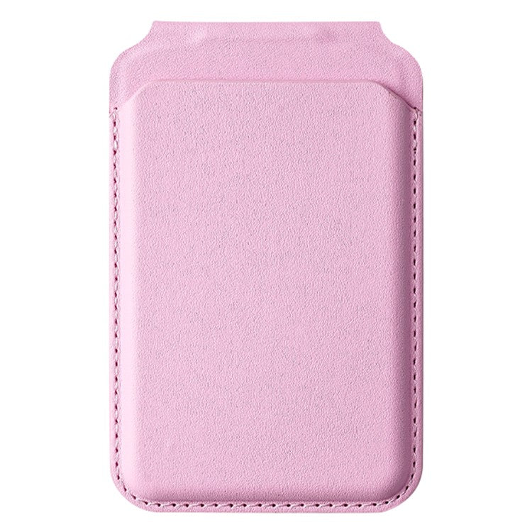 Bi-Fold Phone Card Bag PU Leather Magnetic Card Holder with Foldable Kickstand Function - Pink