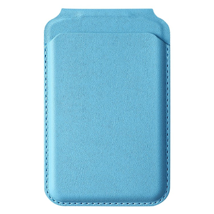 Bi-Fold Phone Card Bag PU Leather Magnetic Card Holder with Foldable Kickstand Function - Baby Blue