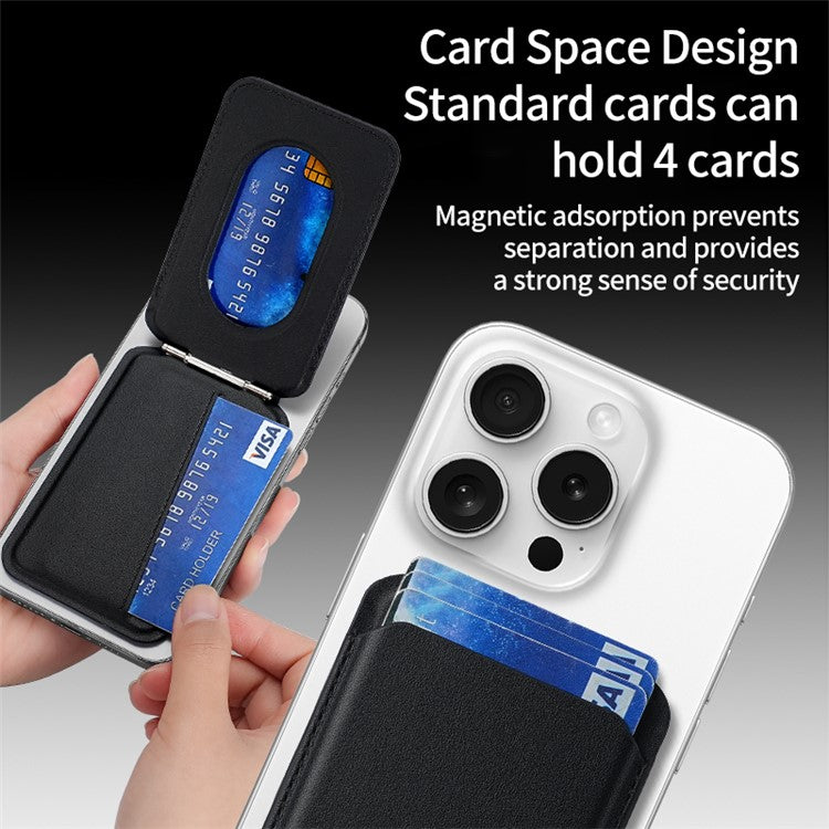 Bi-Fold Phone Card Bag PU Leather Magnetic Card Holder with Foldable Kickstand Function - Baby Blue