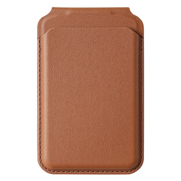 Bi-Fold Phone Card Bag PU Leather Magnetic Card Holder with Foldable Kickstand Function - Brown