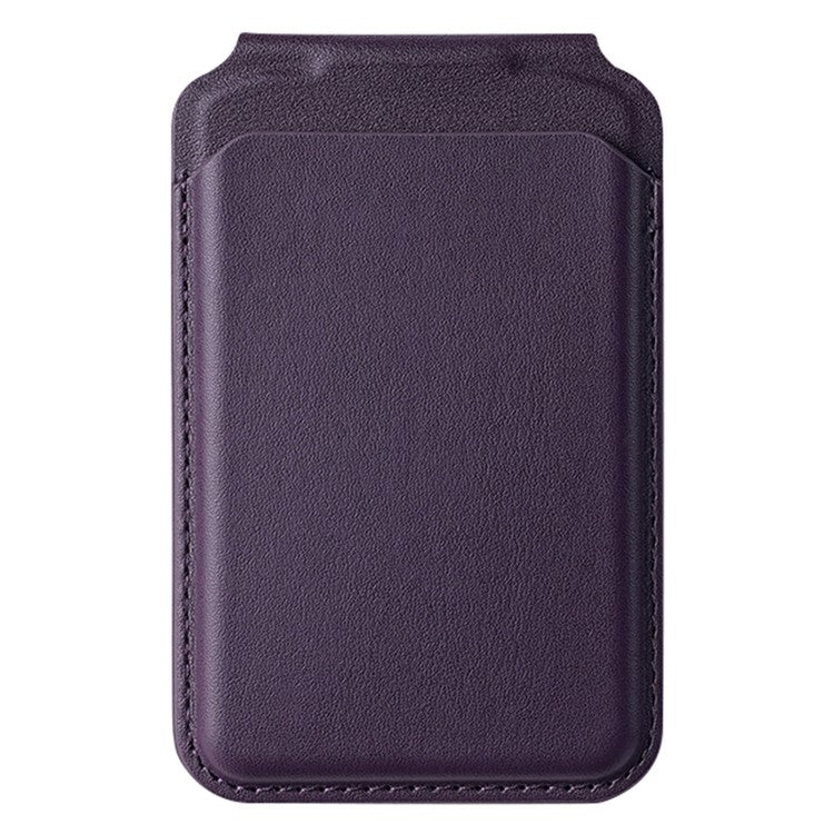 Bi-Fold Phone Card Bag PU Leather Magnetic Card Holder with Foldable Kickstand Function - Dark Purple