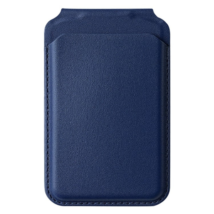 Bi-Fold Phone Card Bag PU Leather Magnetic Card Holder with Foldable Kickstand Function - Blue