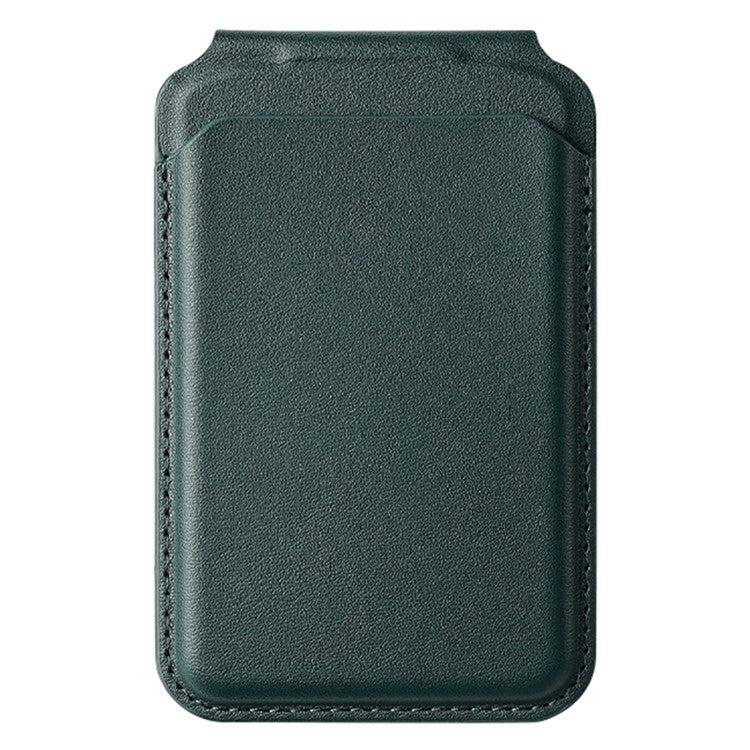 Bi-Fold Phone Card Bag PU Leather Magnetic Card Holder with Foldable Kickstand Function - Dark Green