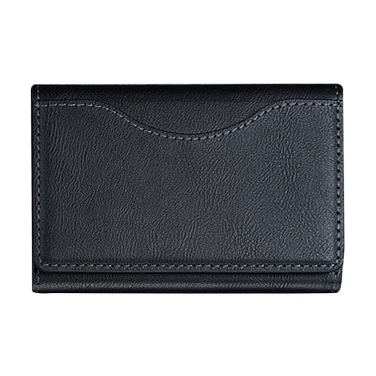 Magnetic Card Holder PU Leather Tri-Fold Phone Card Wallet with Kickstand Function - Black