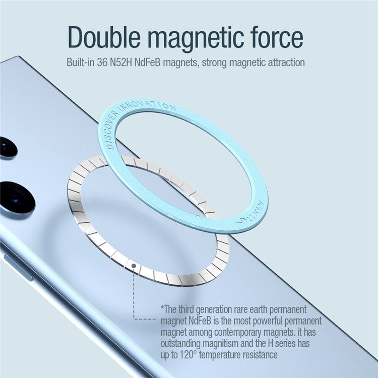 NILLKIN SnapLink Air 1Pc Mobile Phone Round Magnetic Adsorption Sticker Ring for Magsafe Wireless Charger - White