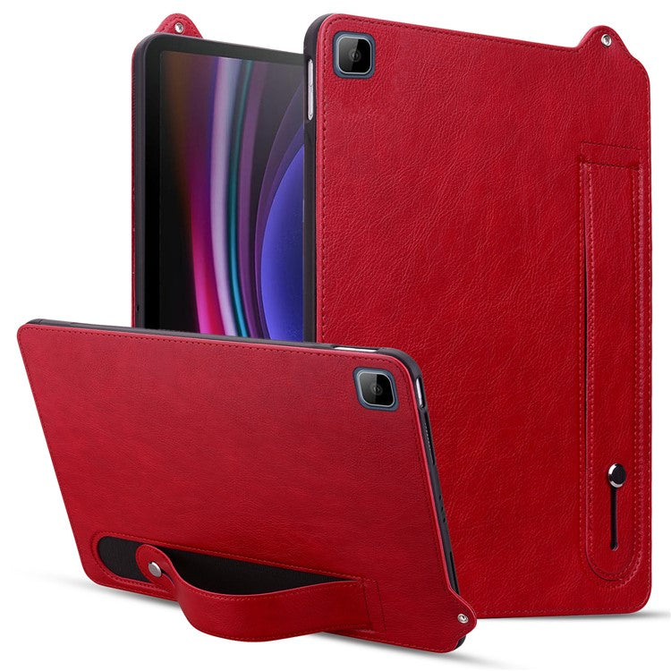 Tablet Case For Honor Pad X8 / Pad X8 Lite / Pad 6 10.1-inch / Huawei Enjoy Tablet 2 10.1 Hand Strap Kickstand Leather Cover - Red