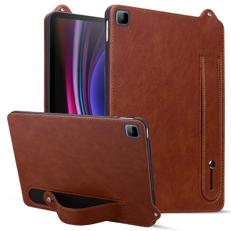 Tablet Case For Honor Pad X8 / Pad X8 Lite / Pad 6 10.1-inch / Huawei Enjoy Tablet 2 10.1 Hand Strap Kickstand Leather Cover - Brown