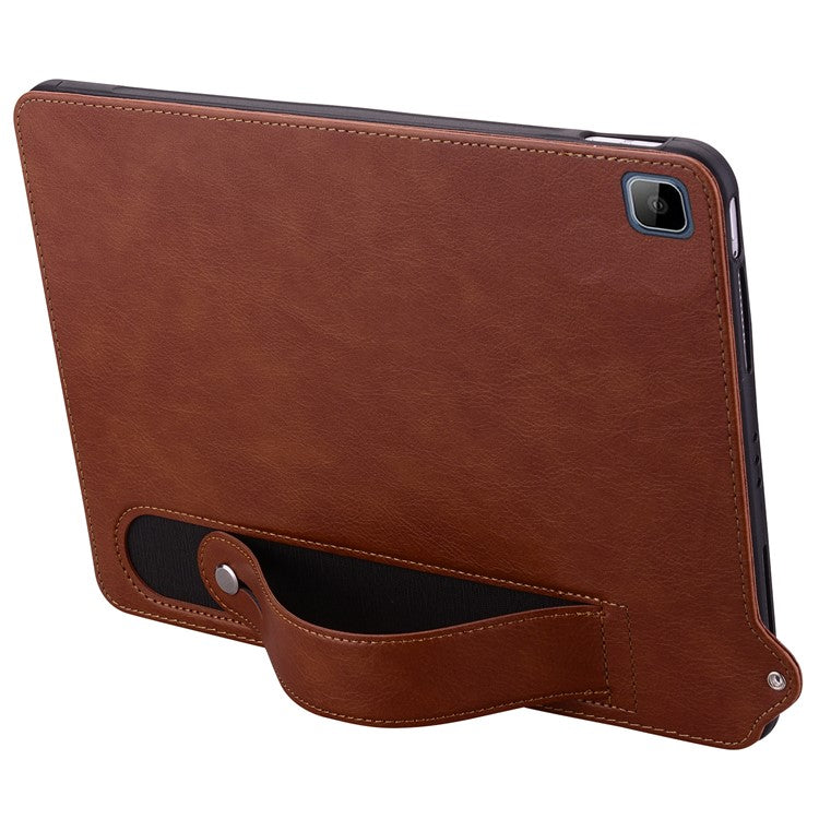 Tablet Case For Honor Pad X8 / Pad X8 Lite / Pad 6 10.1-inch / Huawei Enjoy Tablet 2 10.1 Hand Strap Kickstand Leather Cover - Brown